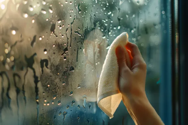 Ventana con condensación y humedad interior en vivienda de Utiel