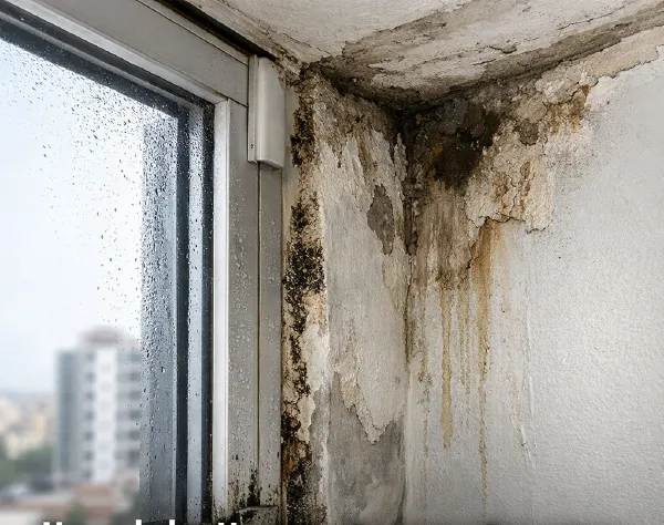 Manchas por filtración de agua en pared interior